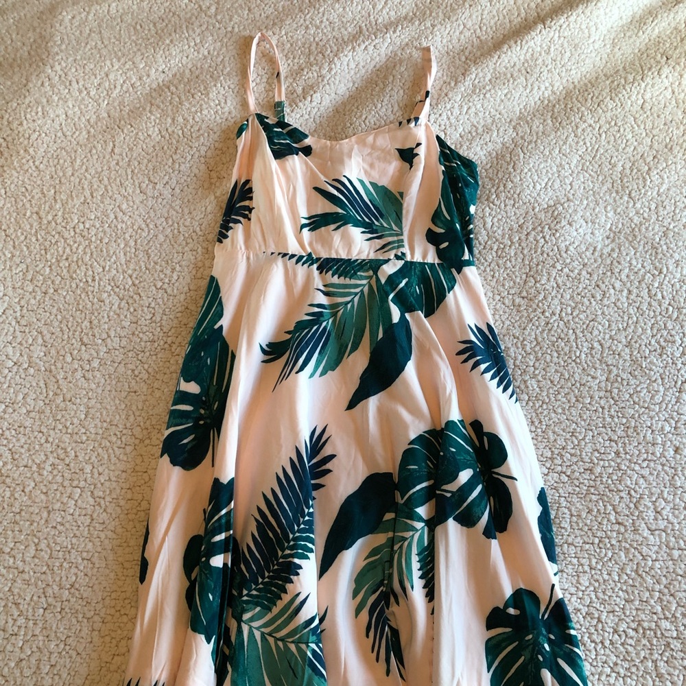 Pink palm leaf summer dress